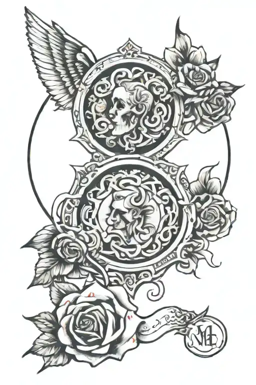 mom and dad memorial piece tattoo design idea