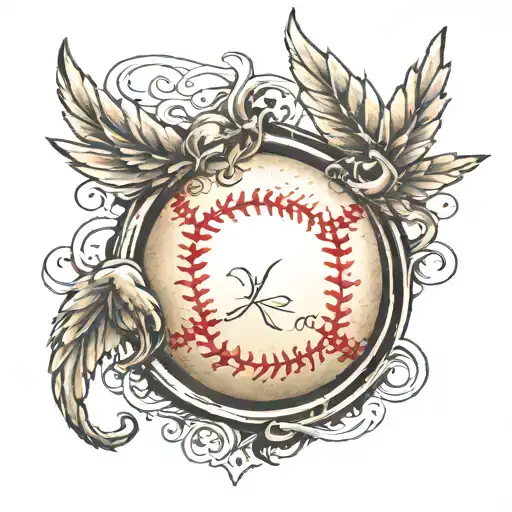 baseball seams around shoulder blades instead of wings tattoo design idea