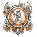 baseball seams around shoulder blades instead of wings tattoo design idea