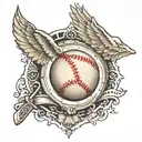 baseball seams around shoulder blades instead of wings tattoo design idea