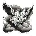 3 angels on clouds  tattoo design idea