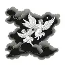 3 angels on clouds  tattoo design idea