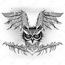 Owl evil WINGS piercing eyes tattoo design idea