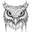 Owl evil WINGS piercing eyes tattoo design idea