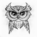 Owl evil WINGS piercing eyes tattoo design idea