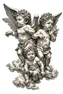 two cherubs among the clouds tattoo design idea