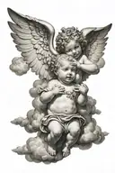 two cherubs among the clouds tattoo design idea