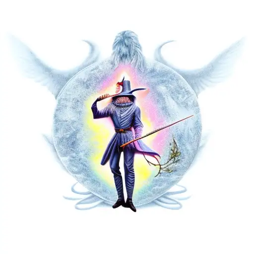 A majestic wizard casting a spell tattoo design idea