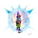 A majestic wizard casting a spell tattoo design idea