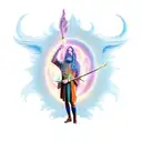 A majestic wizard casting a spell tattoo design idea