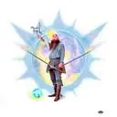 A majestic wizard casting a spell tattoo design idea
