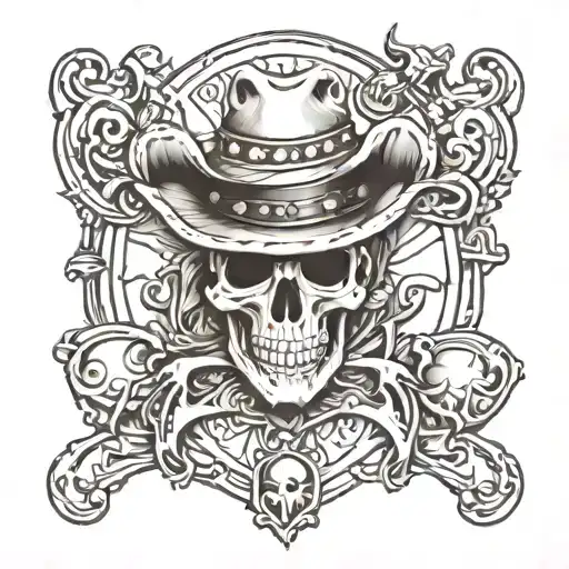 skeleton cowboy  tooled leather  tattoo design idea