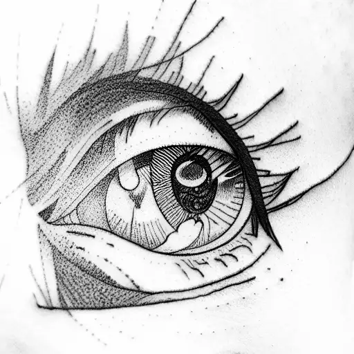 anime and Eye tattoo design idea