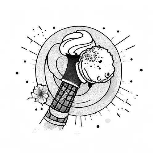 ice cream and long beach tattoo design idea