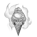 ice cream and long beach tattoo design idea