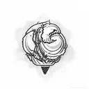 ice cream and long beach tattoo design idea