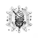 ice cream and long beach tattoo design idea