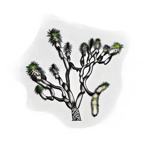 leg sleeve with joshua tree, yucca, creosote, ocotillo, saguaro, palo verde tattoo design idea