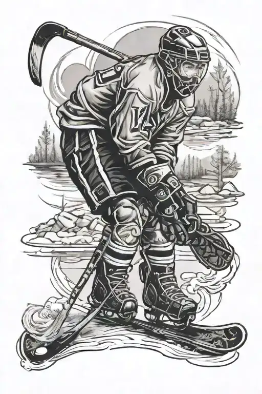 pond hockey  tattoo design idea