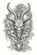 Baphomet and Oni tattoo design idea