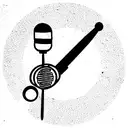 sol key with music disk and retro microphone  tattoo design idea