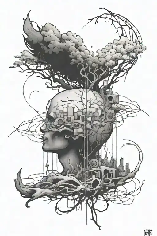 make a tattoo about struggles with mental health and how he pushes though. Have the word hope hidden within line work  tattoo design idea