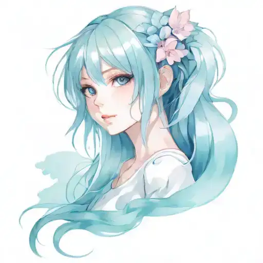 anime girl tattoo design idea