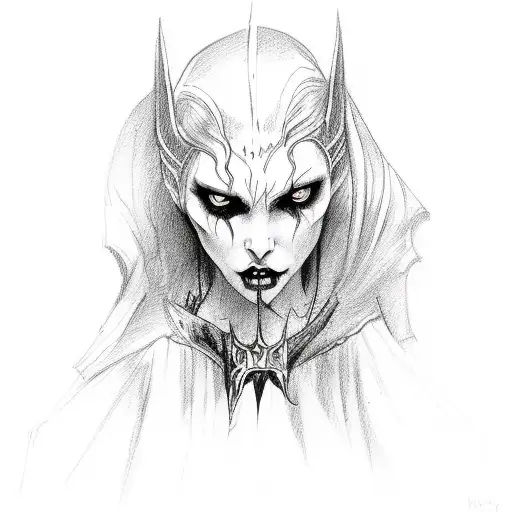 dark fantasy vampires witches werewolves magic tattoo design idea