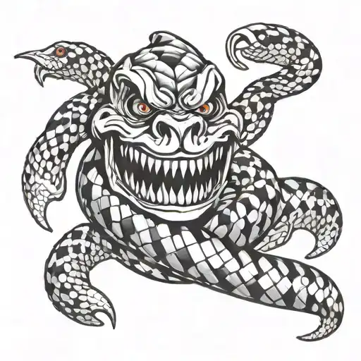 Snake wrapping around a joker saying why so serious  tattoo design idea