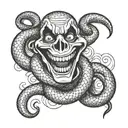 Snake wrapping around a joker saying why so serious  tattoo design idea