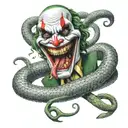 Snake wrapping around a joker saying why so serious  tattoo design idea