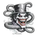 Snake wrapping around a joker saying why so serious  tattoo design idea