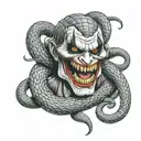 Snake wrapping around a joker saying why so serious  tattoo design idea