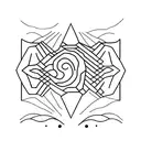 adear face in front of a simple linework of mountains tattoo design idea