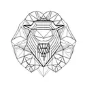 adear face in front of a simple linework of mountains tattoo design idea