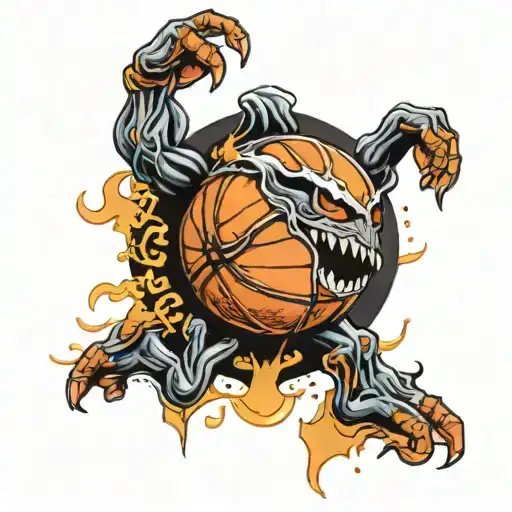 dark ghost palming basketball tattoo design idea