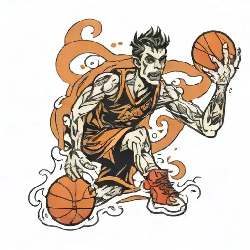 ghost of a basketball player tattoo design idea