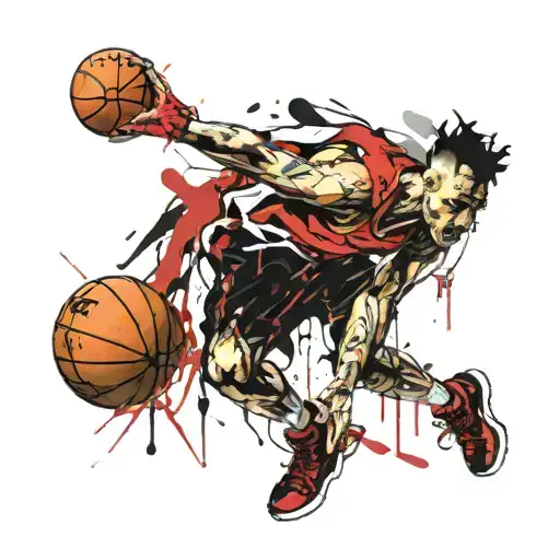 ghost of a basketball player tattoo design idea