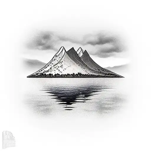 lake with Appalachian mountains  tattoo design idea