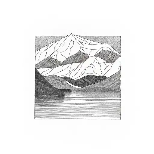 lake with Appalachian mountains  tattoo design idea