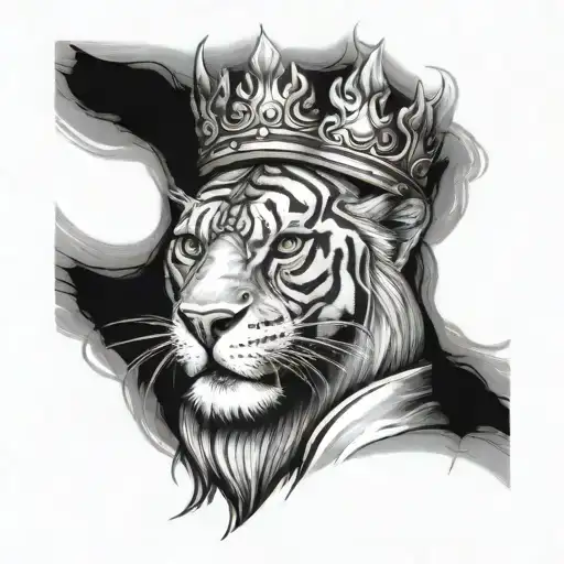 leon con corona tattoo design idea