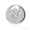 Moon made of intricate floral patterns with a Minion silhouette gazing at it tattoo design idea