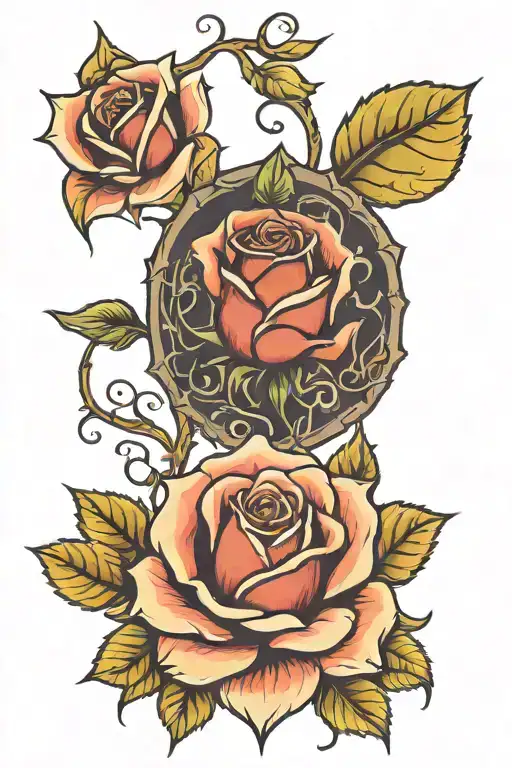 autumn rose tattoo design idea