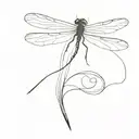 A tiny, detailed dragonfly, no larger than an inch sitting or landing on A minimalist outline of an onion or a single on tattoo design idea