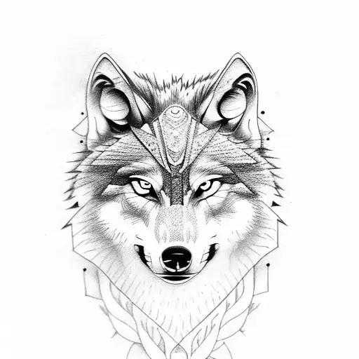 wolf with one eye closed tattoo design idea