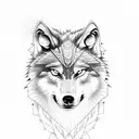 wolf with one eye closed tattoo design idea