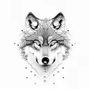 wolf with one eye closed tattoo design idea