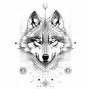 wolf with one eye closed tattoo design idea