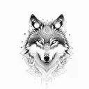 wolf one eye close tattoo design idea