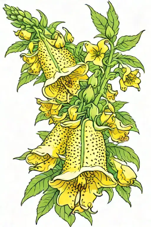 green and yellow foxglove flowers wrapping tattoo design idea